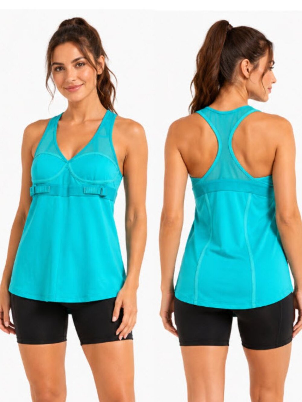 Lululemon Push Ur Limits Tank Built-In Bra Racerback Teal Blue size 8